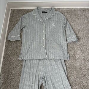 Gray Striped Pajama Set